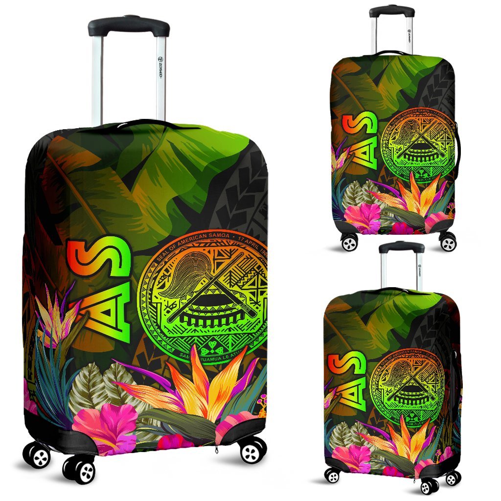 American Samoa Polynesian Luggage Covers - Hibiscus and Banana Leaves - Polynesian Pride