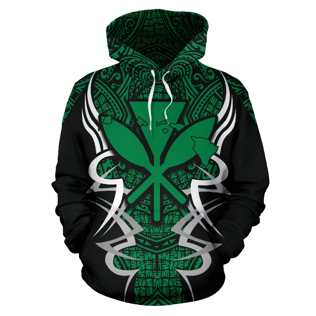 Kanaka Map Hoodie Green Armor Style - Polynesian Pride