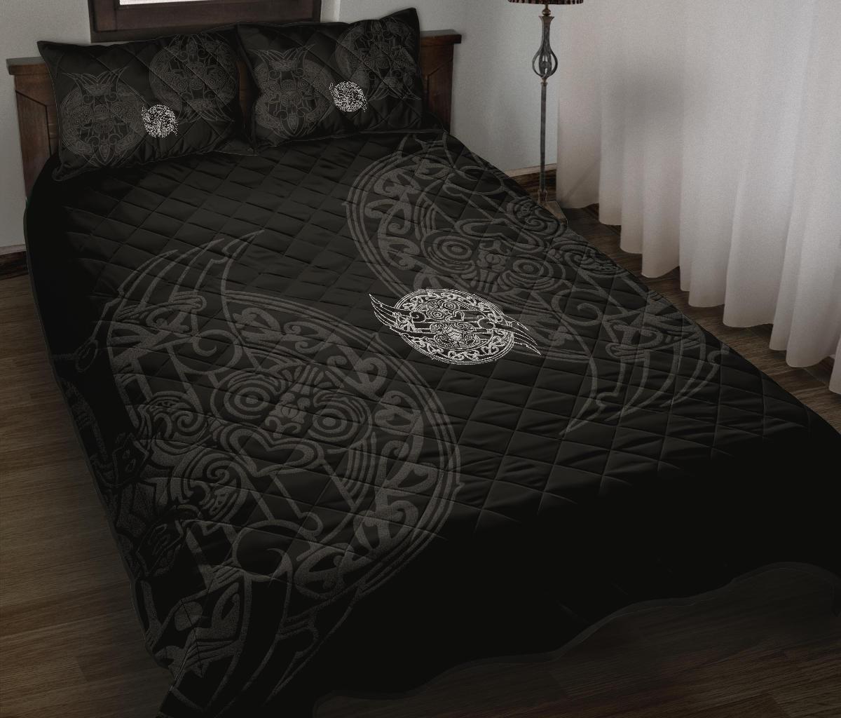 Maori Tiki Quilt Bed Set Black - Polynesian Pride