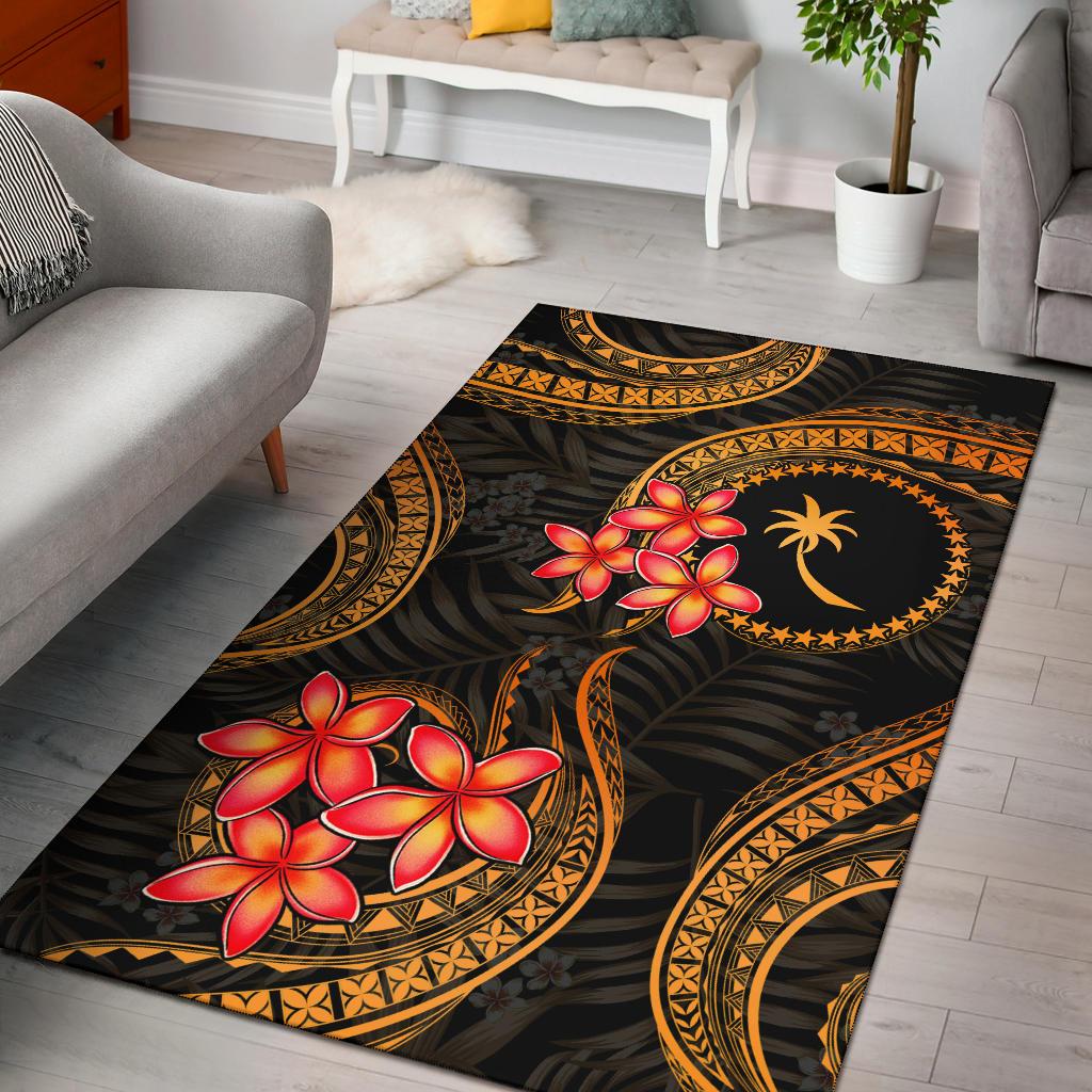 Chuuk Micronesian Area Rug - Gold Plumeria GOLD - Polynesian Pride