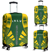 Society Islands Luggage Cover - Polynesian Tattoo Flag Green-Yellow - Polynesian Pride