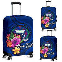 Samoa Polynesian Custom Personalised Luggage Covers - Floral With Seal Blue Blue - Polynesian Pride