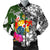 Tonga Men's Bomber Jacket White - Turtle Plumeria Banana Leaf White - Polynesian Pride