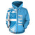 Fiji Polynesian Tapa Zip up Hoodie Blue Line - Polynesian Pride