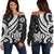 American Samoa Women's Off Shoulder Sweater - White Tentacle Turtle White - Polynesian Pride