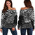 Guam Polynesian Off Shoulder Sweater (Women) - White Turtle Flowing White - Polynesian Pride