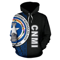 Northern Mariana Islands Polynesian All Over Hoodie Blue Line - Polynesian Pride