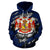 Polynesian Kanaka Maoli Royal Coat of Arms Hawaii Zip Hoodie Blue - Polynesian Pride