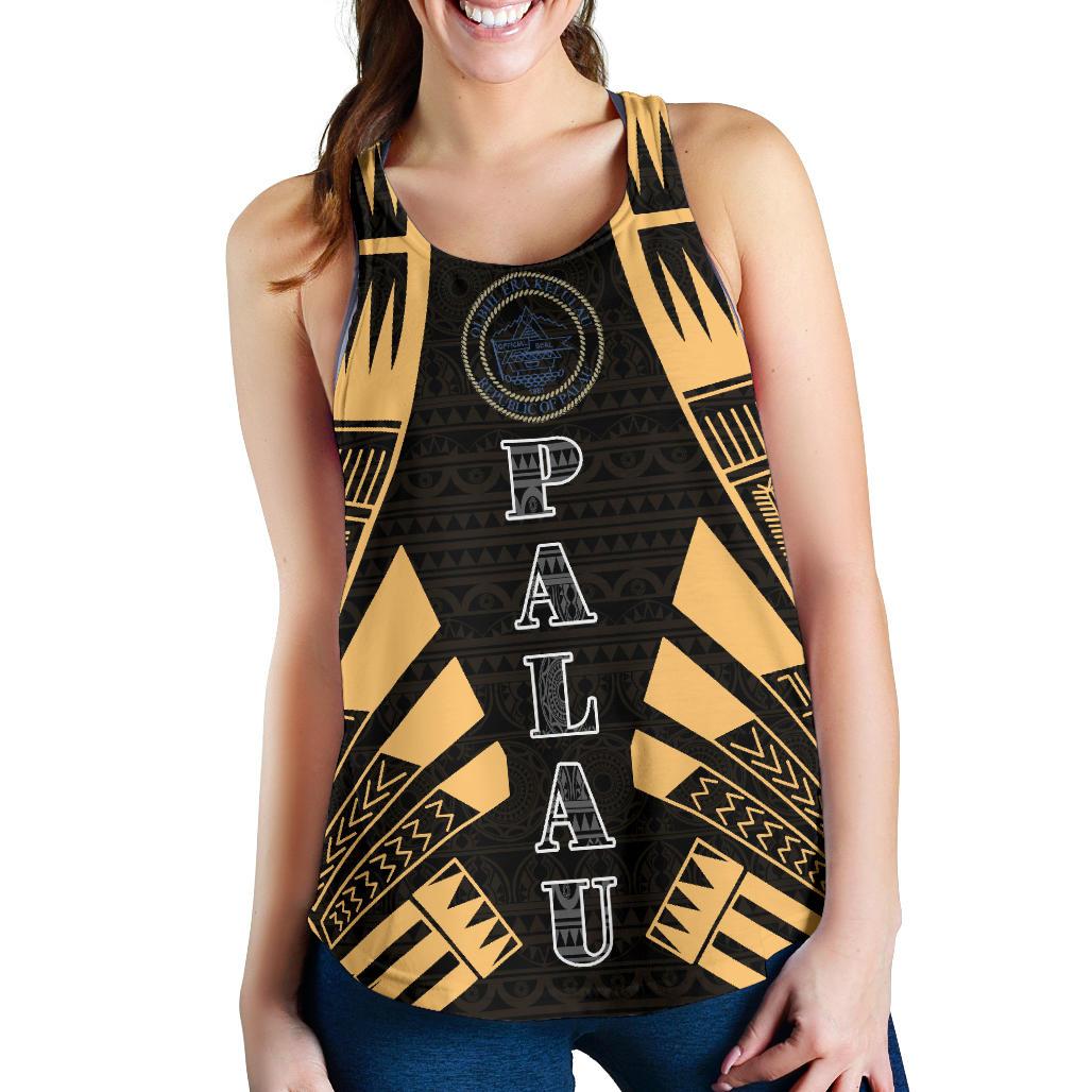 Palau Women Racerback Tank - Polynesian Tattoo Gold Gold - Polynesian Pride