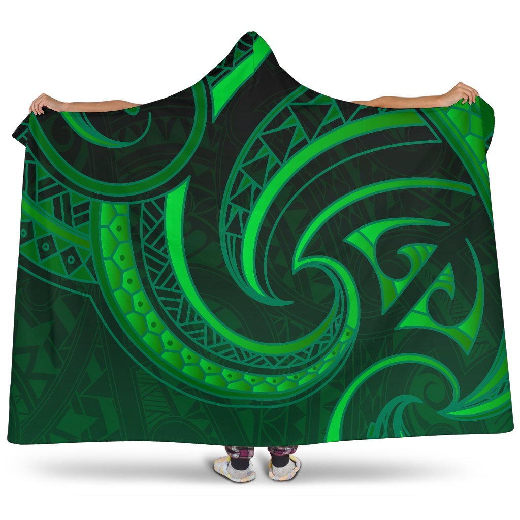 New Zealand Maori Mangopare Hooded Blanket Polynesian - Green Hooded Blanket - Polynesian Pride