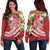 Kosrae Polynesian Off Shoulder Sweater - Summer Plumeria (Red) - Polynesian Pride