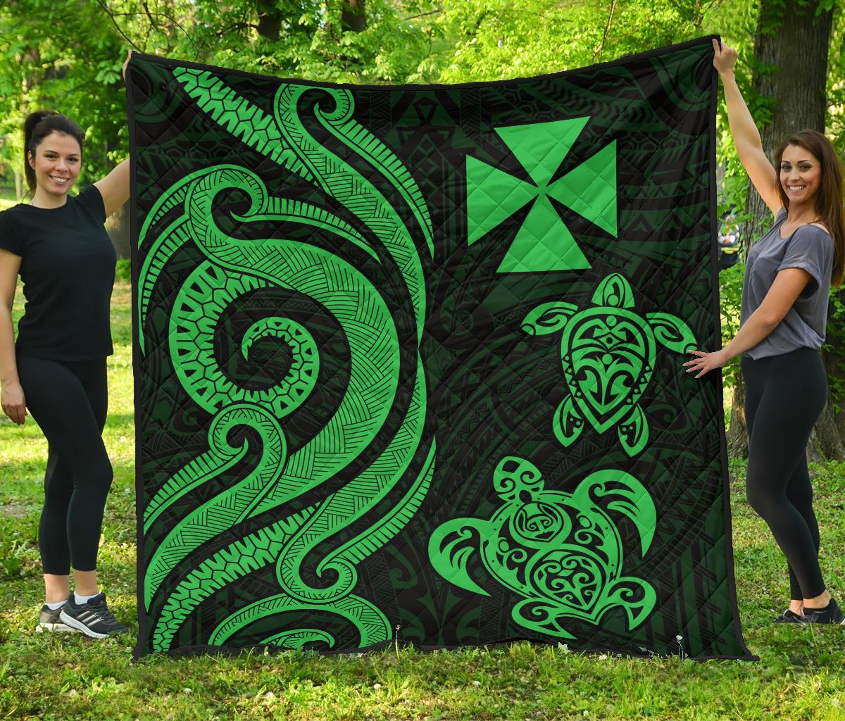 Wallis and Futuna Premium Quilt - Green Tentacle Turtle Green - Polynesian Pride