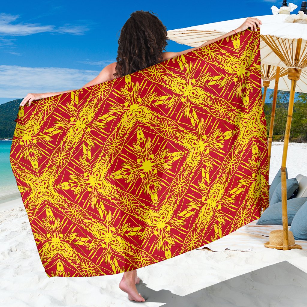 Polynesian Sarong Orange Premium Polyester Red One Size - Polynesian Pride