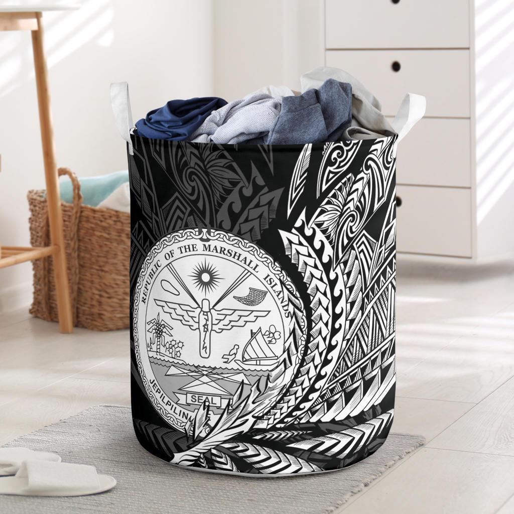 Marshall Islands Laundry Basket - Wings Style Laundry Basket - Marshall Islands One Size Black - Polynesian Pride