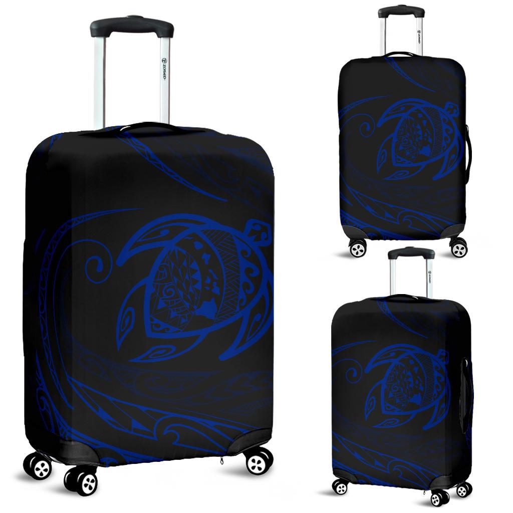 Hawaii Turtle Luggage Covers - Blue - Frida Style Black - Polynesian Pride