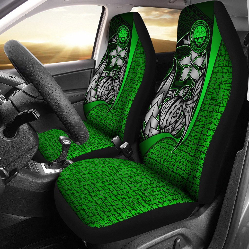 Federated States of Micronesia Car Seat Covers Green - Turtle With Hook Universal Fit Green - Polynesian Pride