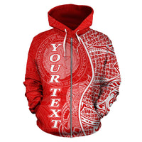 Northern Mariana Islands Polynesian Custom Zip up Hoodie Coconut Red White - Polynesian Pride