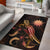 Nauru Polynesian Area Rugs - Turtle With Blooming Hibiscus Gold Gold - Polynesian Pride