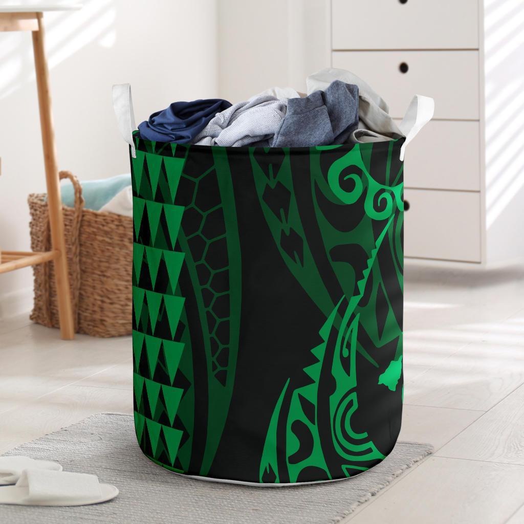 Hawaii Kakau Green Polynesian Laundry Basket AH Laundry Basket - 1 One Size Green - Polynesian Pride