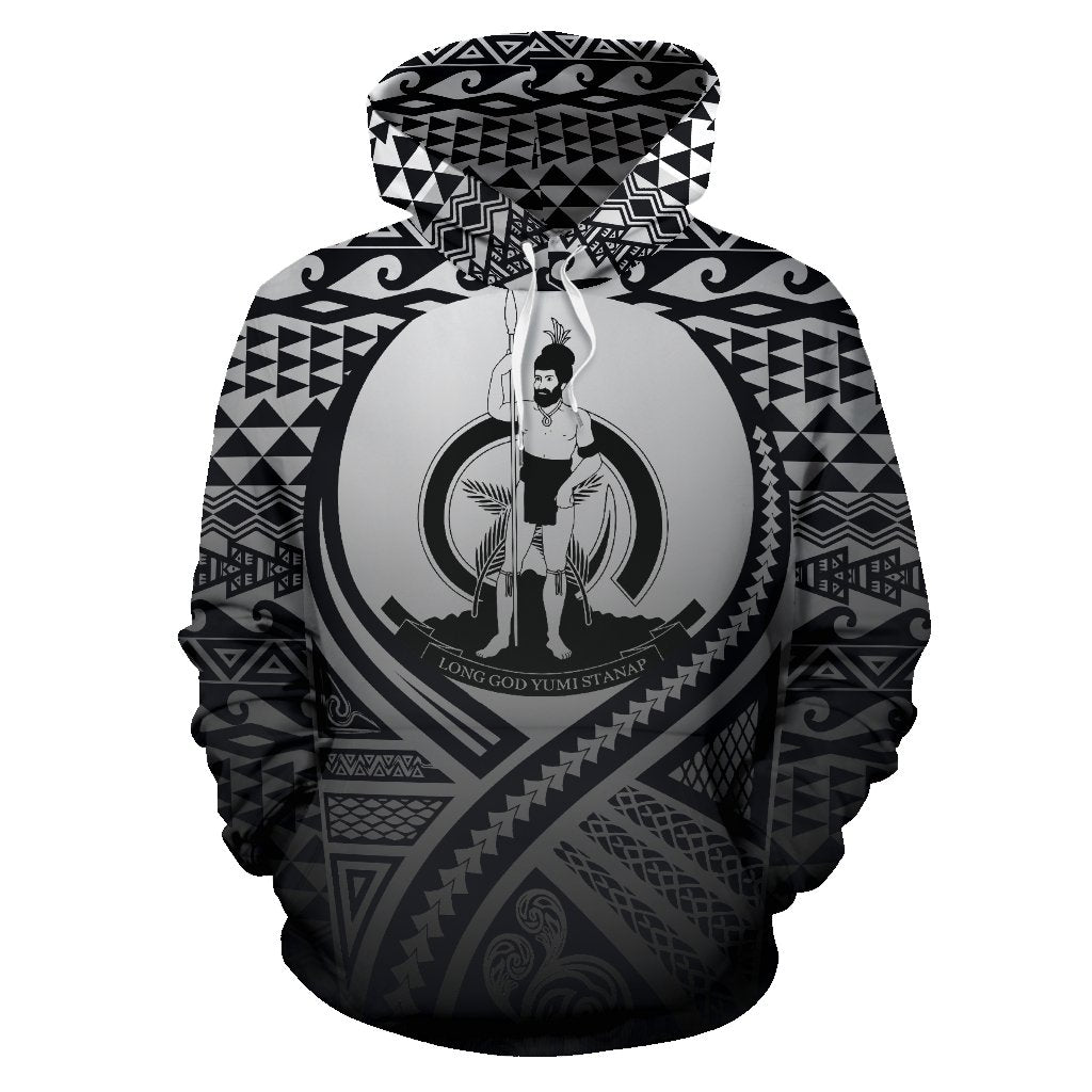 Vanuatu All Over Hoodie Lift up Black - Polynesian Pride