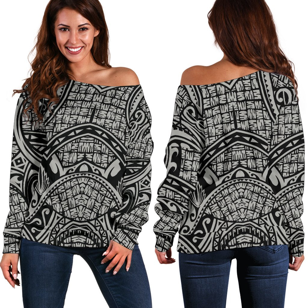 Polynesian Women's Off Shoulder Sweater 03 Grey - Polynesian Pride