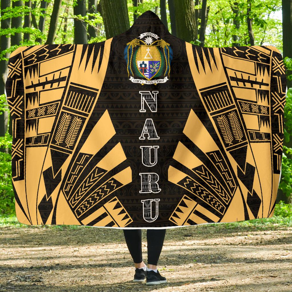 Nauru Hooded Blanket - Polynesian Tattoo Gold Hooded Blanket Gold - Polynesian Pride