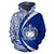 Polynesian Coat of Arms of Samoa Zip Hoodie Blue White - Polynesian Pride