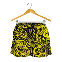 Polynesian Hawaiian Style Tribal Tattoo Yellow Women's Short - Polynesian Pride