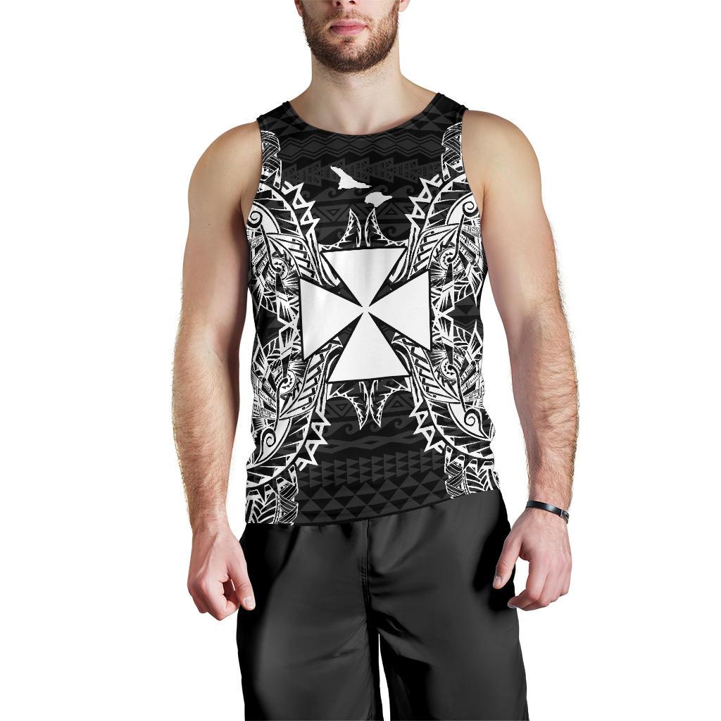 Wallis And Futuna Polynesian Men Tank Top Map Black Black - Polynesian Pride