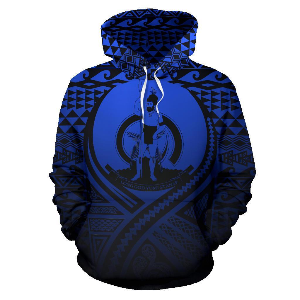 Vanuatu All Over Hoodie Lift up Blue - Polynesian Pride