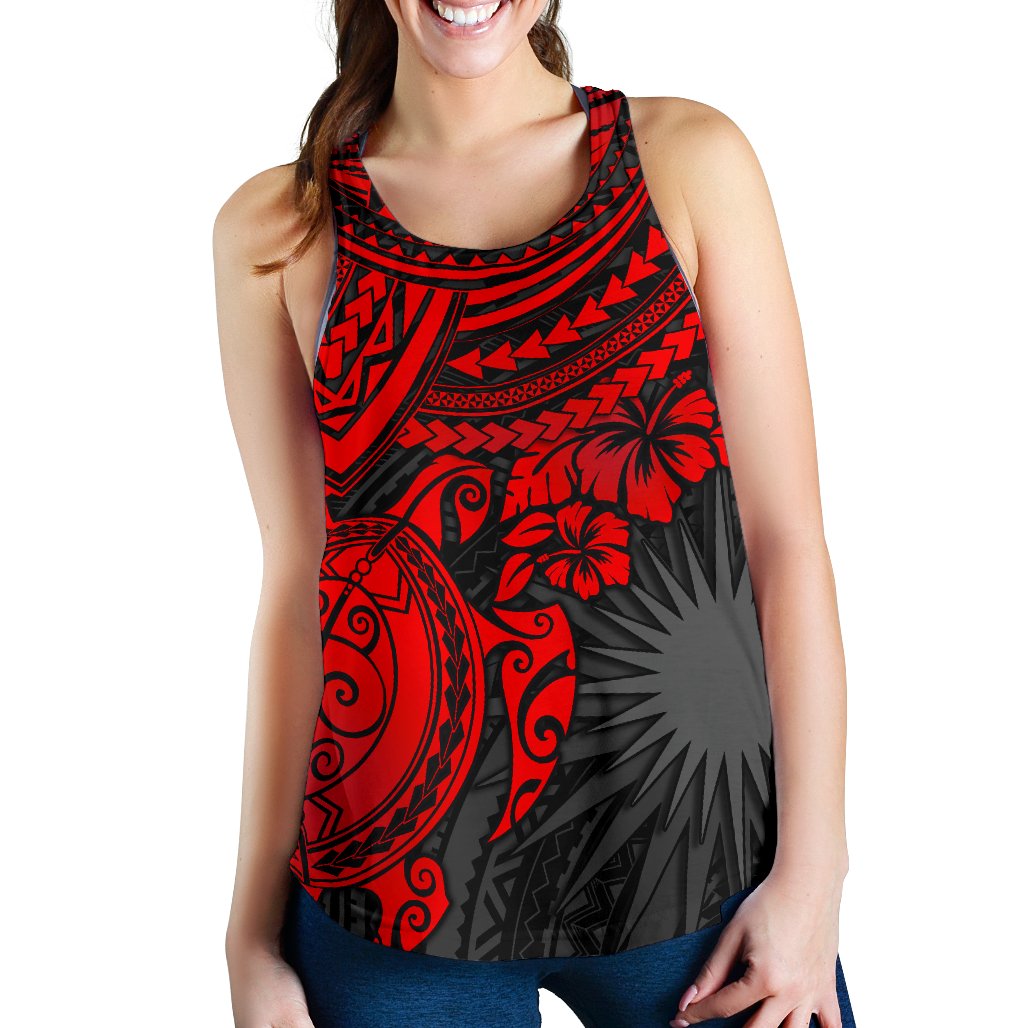 Marshall Islands Polynesian Racerback Tank (Women) - Red Turtle Red - Polynesian Pride