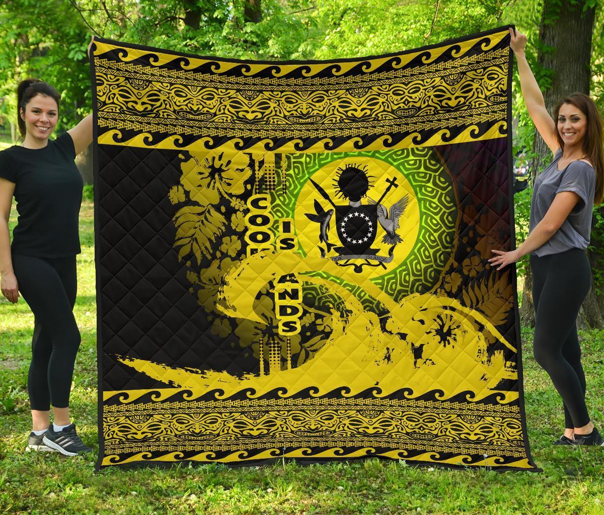 Cook Island Quilt Wave Yellow Design Black - Polynesian Pride