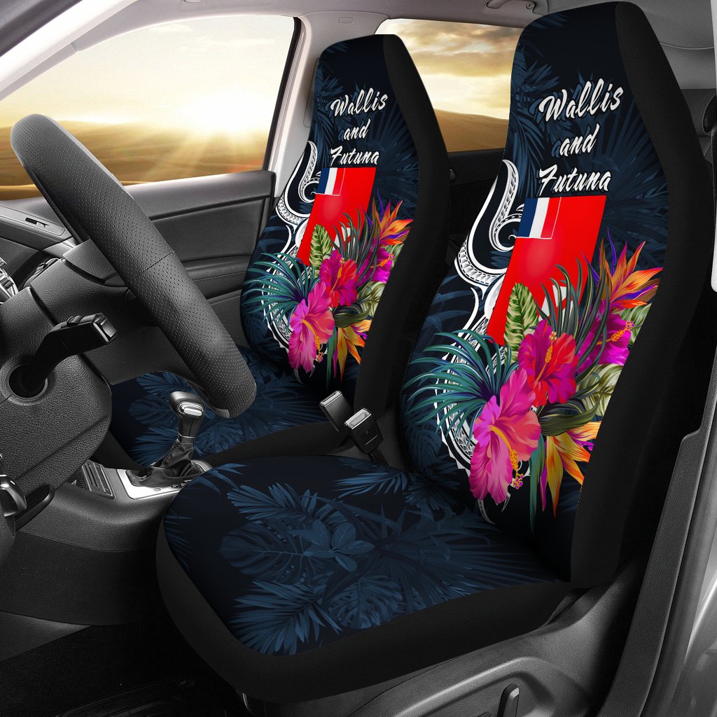 Wallis and Futuna Polynesian Car Seat Covers - Tropical Flower Universal Fit Blue - Polynesian Pride