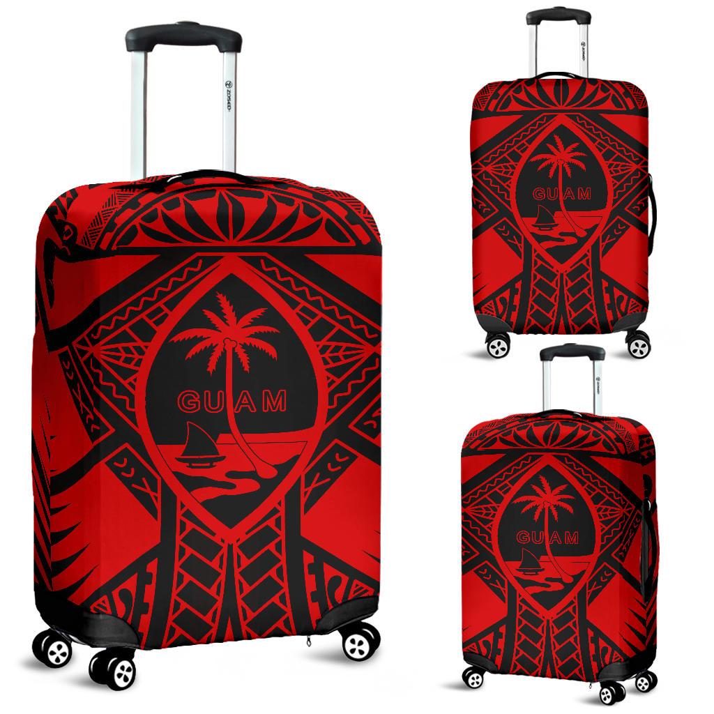 Guam Polynesian Luggage Cover - Red Guam Coat Of Arms Polynesian Tattoo - Polynesian Pride