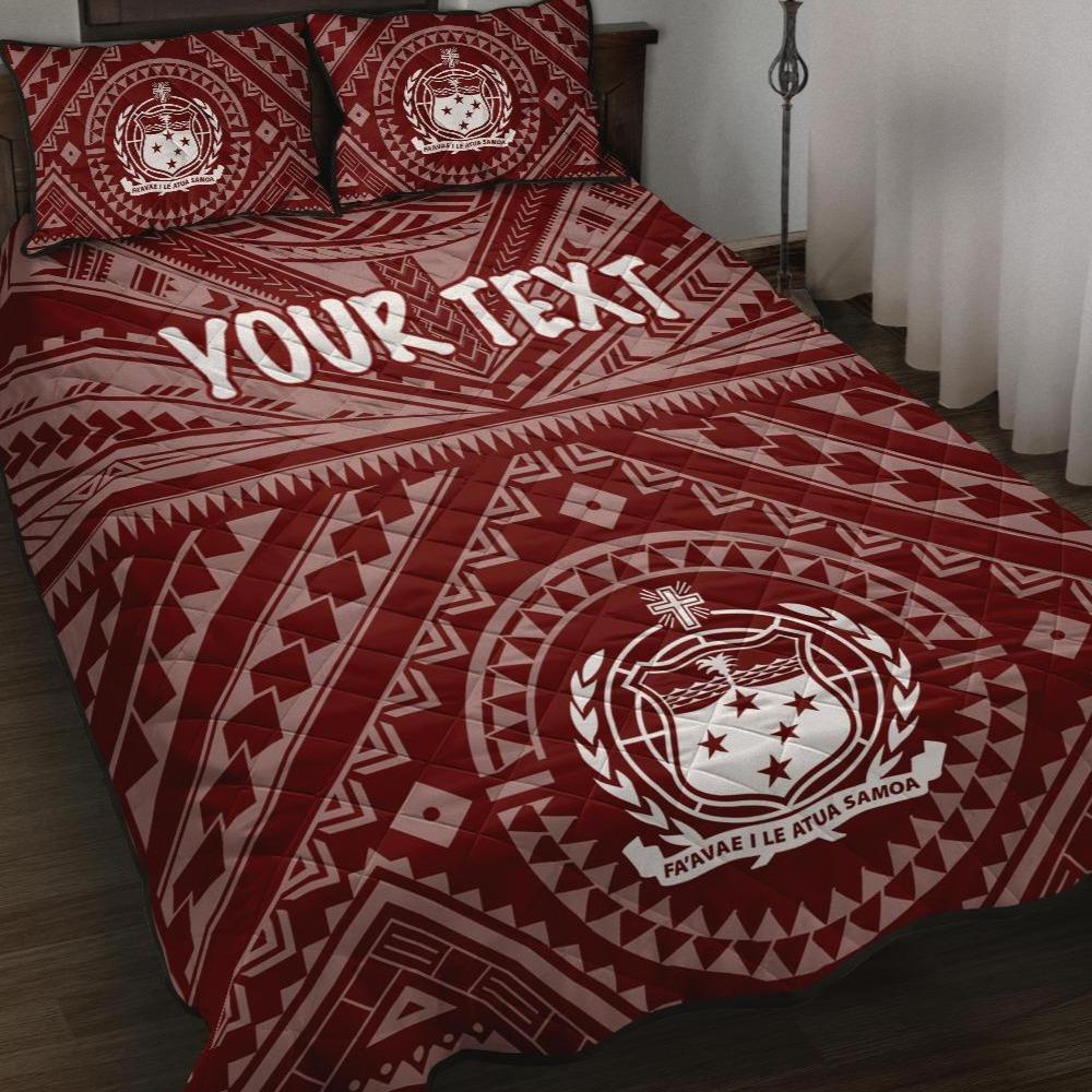 Samoa Personalised Quilt Bed Set - Samoa Seal In Polynesian Tattoo Style (Red) Red - Polynesian Pride