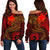 Papua New Guinea Women's Off Shoulder Sweater - Red Shark Polynesian Tattoo Red - Polynesian Pride