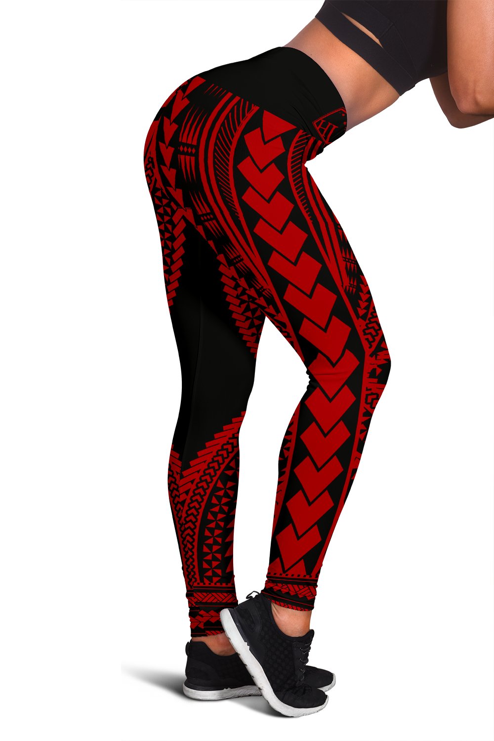 Hawaii Polyneisan Red Color Special Tribal Women's Leggings White - Polynesian Pride