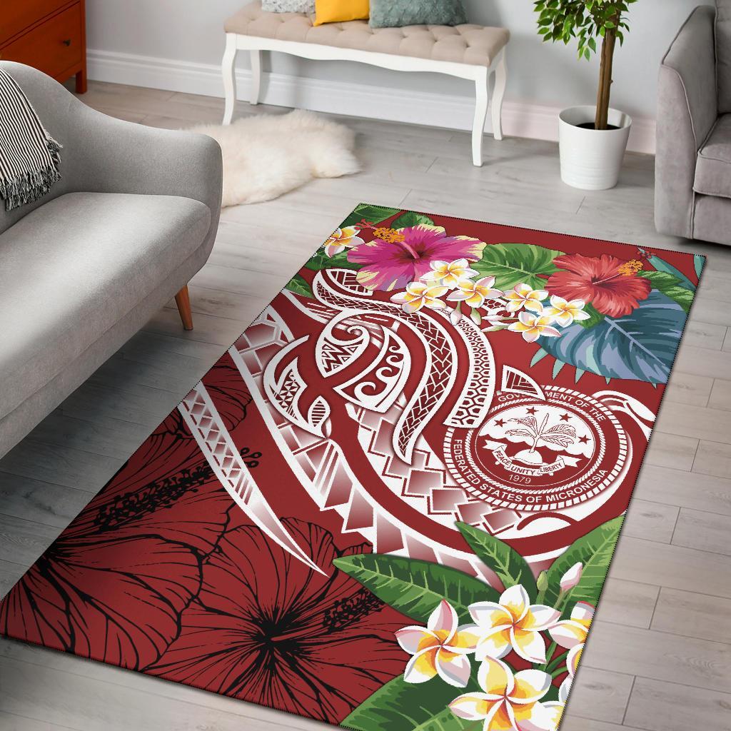 FSM Polynesian Area Rug - Summer Plumeria (Red) Red - Polynesian Pride