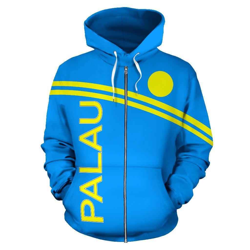 Palau All Over Zip up Hoodie Polynesian Curve Version - Polynesian Pride