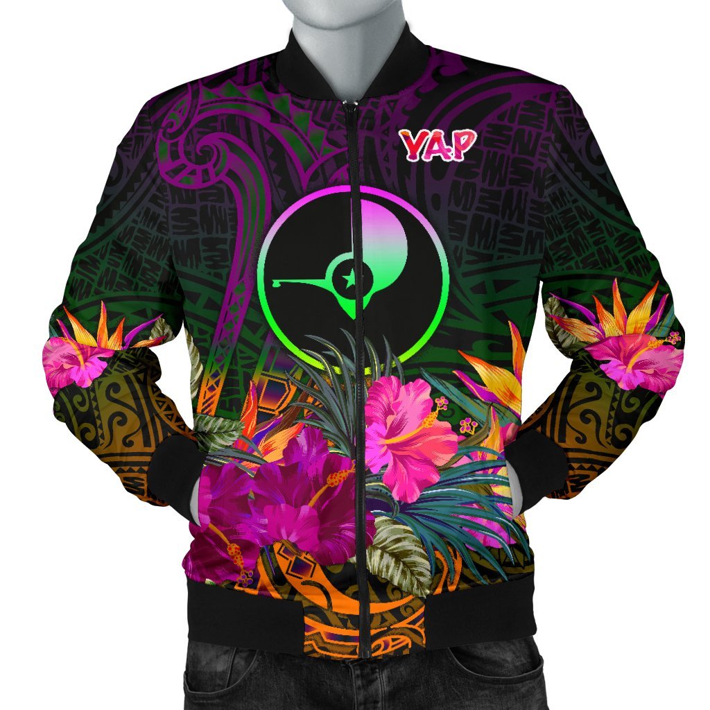 YAP Men's Bomber Jacket - Summer Hibiscus Reggae - Polynesian Pride