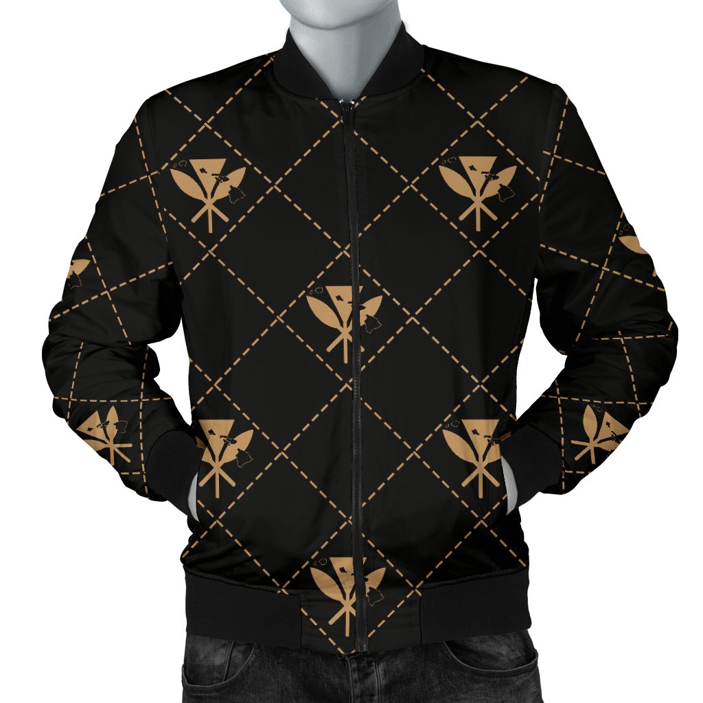 Kanaka Maoli Men's Bomber Jacket Regal AH Men's Bomber Jacket Gold - Polynesian Pride