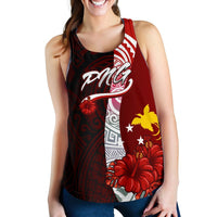 Papua New Guinea Polynesian Women's Racerback Tank - Coat Of Arm With Hibiscus - Polynesian Pride