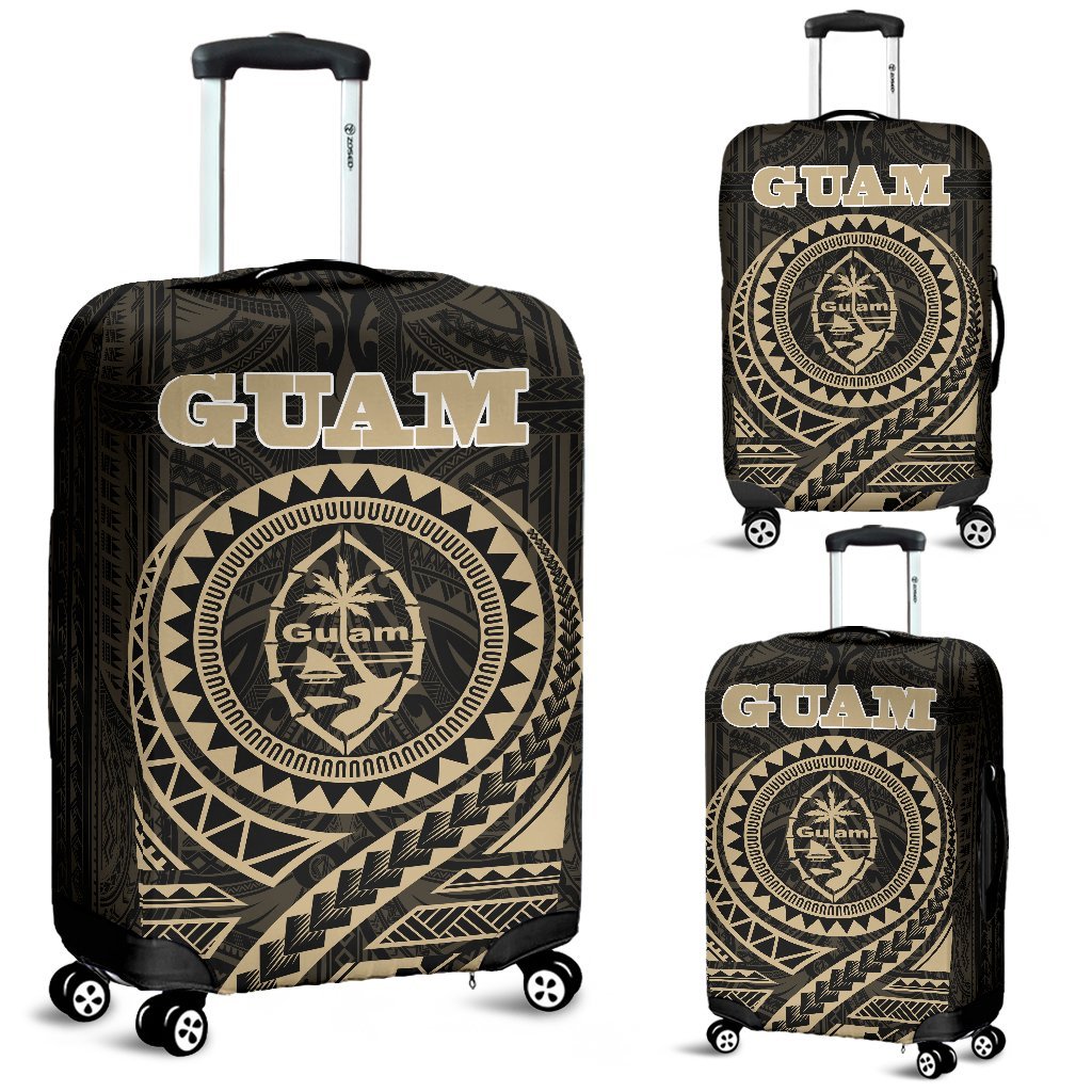 Guam Polynesian Luggage Cover 2 A7 Black - Polynesian Pride