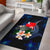 Wallis and Futuna Polynesian Area Rug - Turtle With Plumeria Flowers Blue - Polynesian Pride