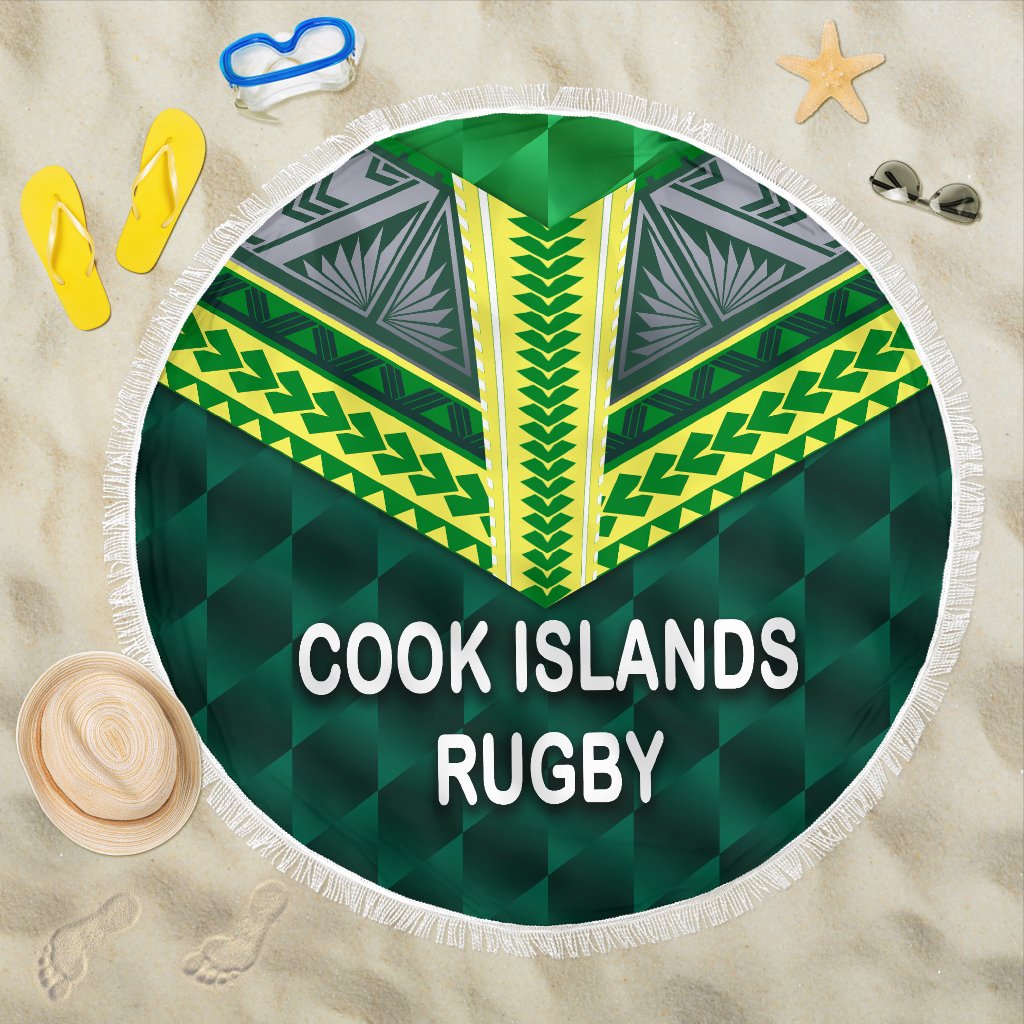 Cook Islands Rugby Beach Blanket Beach Blanket One Size Green - Polynesian Pride