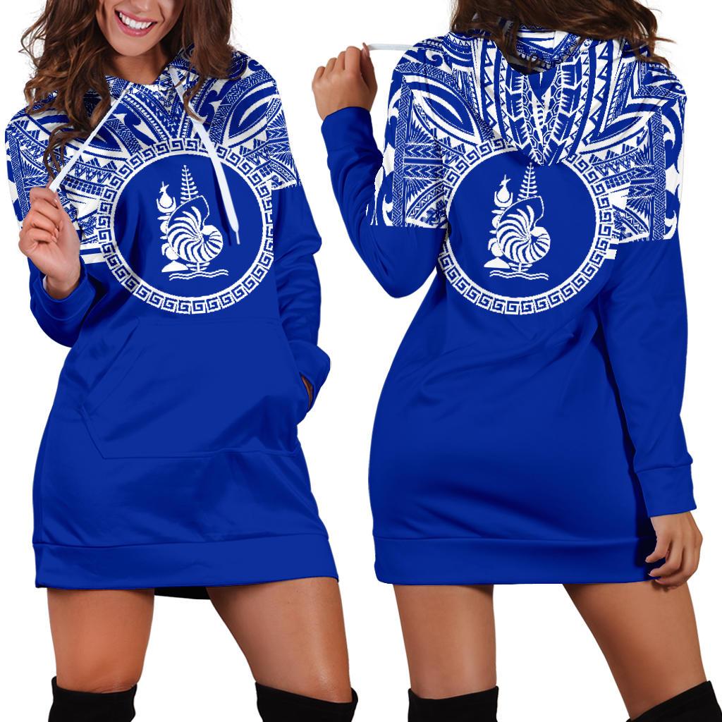 New Caledonia Women Hoodie Dress - New Caledonia Coat Of Arms Polynesian Flag Color Blue - Polynesian Pride