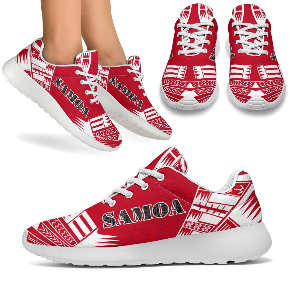 Samoa Sport Sneakers - Polynesian Tattoo Flag White - Polynesian Pride