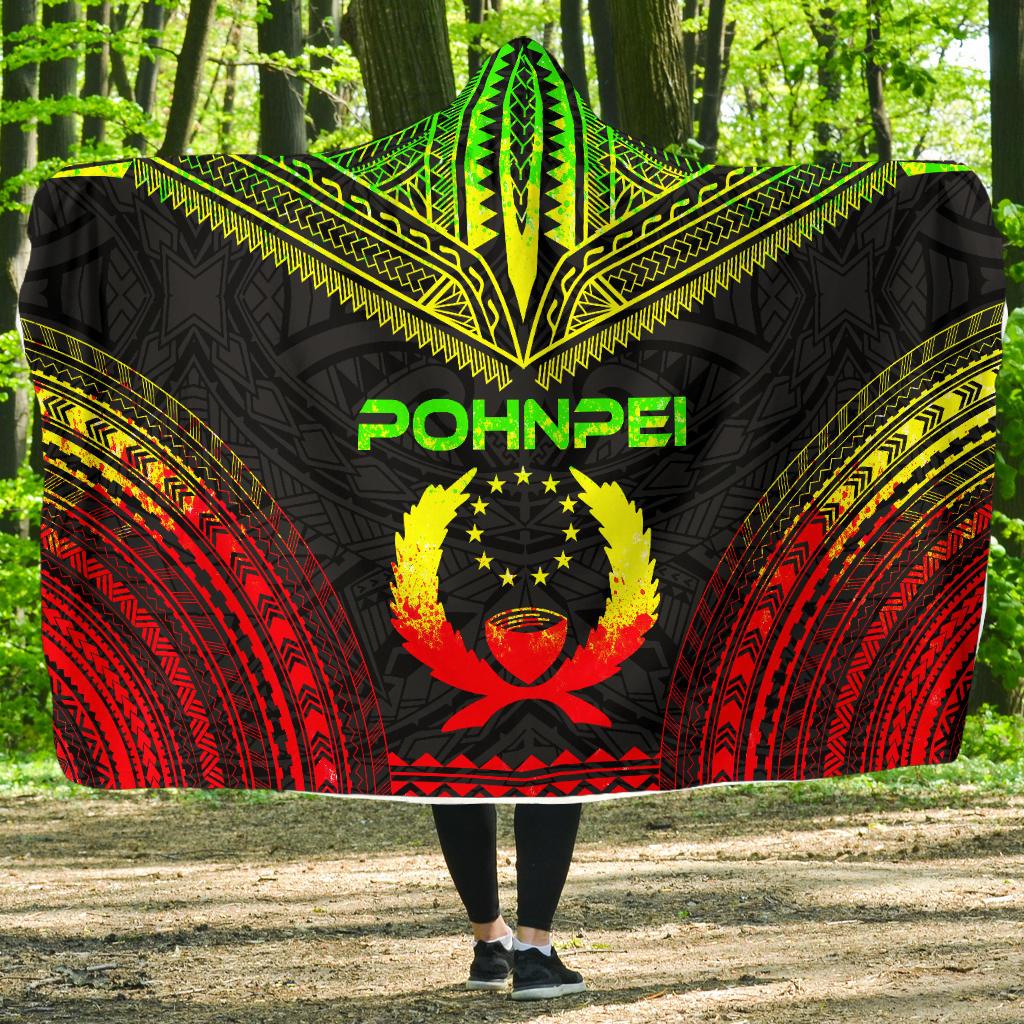 Pohnpei Polynesian Chief Hooded Blanket - Reggae Version Hooded Blanket Reggae - Polynesian Pride