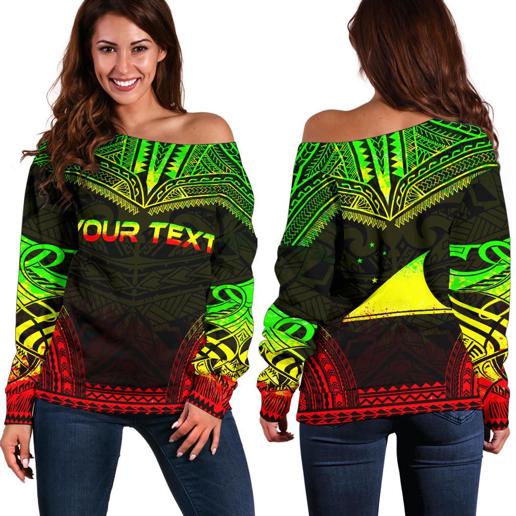 Tokelau Polynesian Chief Custom Personalised Women's Off Shoulder Sweater - Reggae Version Art - Polynesian Pride