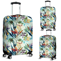 Tropical Flower Plant And Leaf Pattern Luggage Cover White - Polynesian Pride